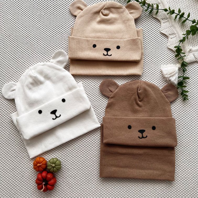 ست تریکو کلاه و رینگ تدی مشکی