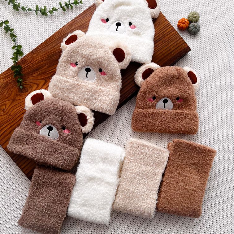 شال و کلاه پشمی تدی لپ گلی