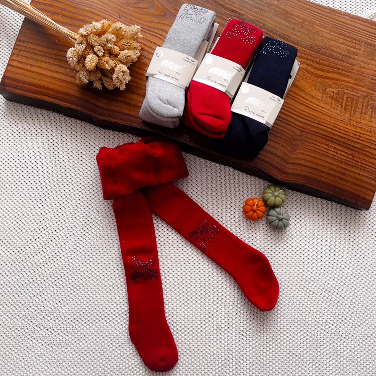 جوراب شلواری تو حوله ای پاپیون نگینی